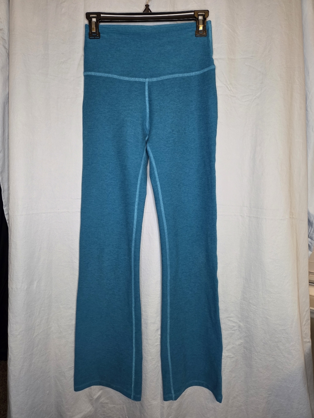 G434. Beyond Yoga Practice Spaced High Waist Pants in Aqua Blue - Size M